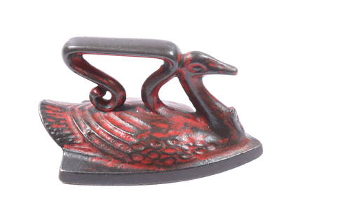 MINIATURE SWAN IRON: RED PAINTED SURFACE 2 3/4" L