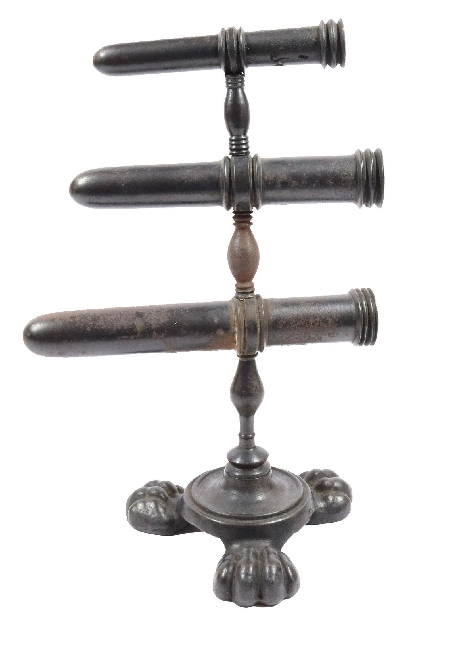 TRIPLE BARREL ENGLISH GOFFERING IRON (1 of 3)