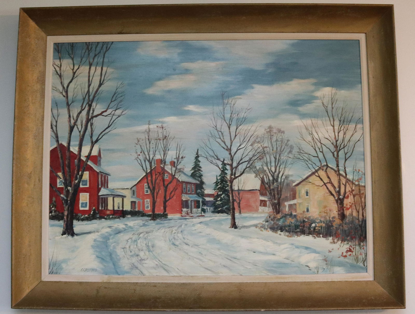 C.I. DREISBACH, WINTER IN BATH, PA, OIL/BOARD (1 of 6)