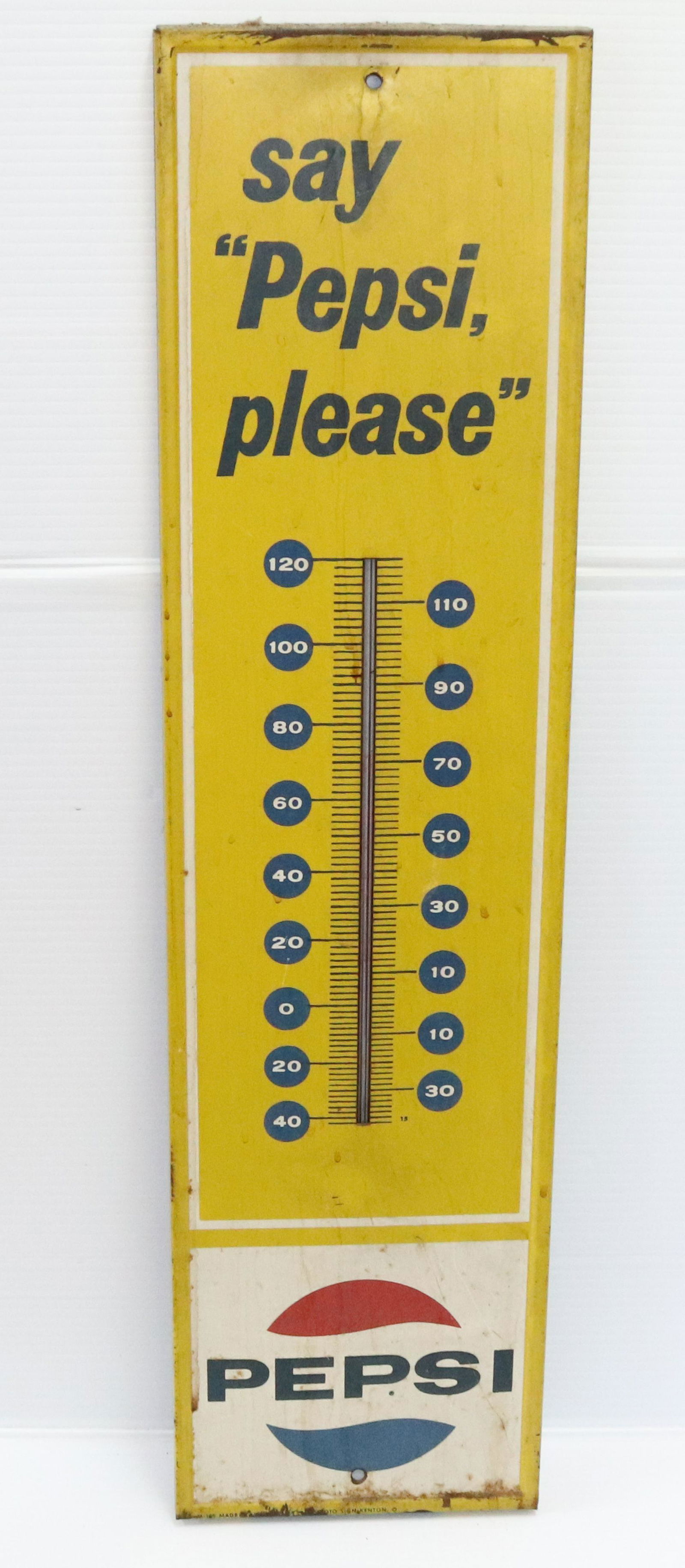 METAL PEPSI ADVERTISING THERMOMETER (1 of 2)