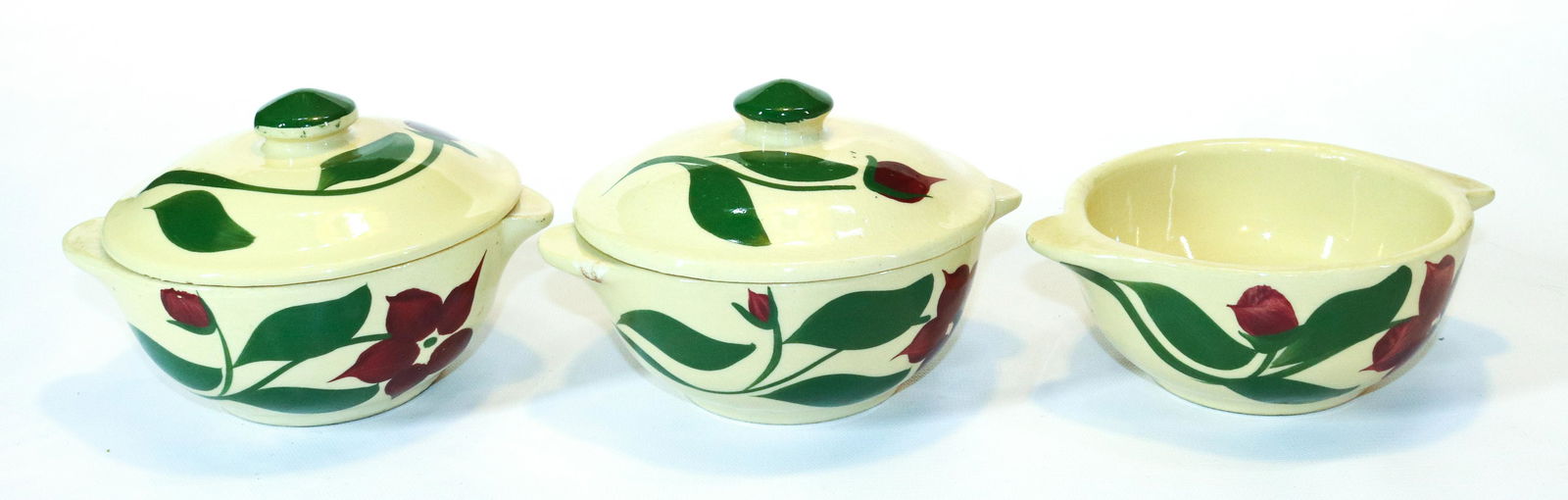 (3) WATT WARE STAR FLOWER TAB HANDLE CASSEROLES (1 of 3)
