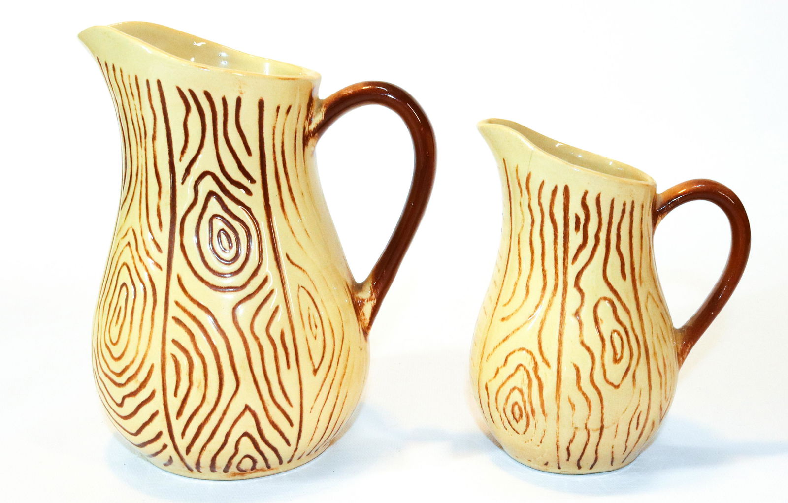 (2) WATT WARE WOOD GRAIN PITCHERS (1 of 3)
