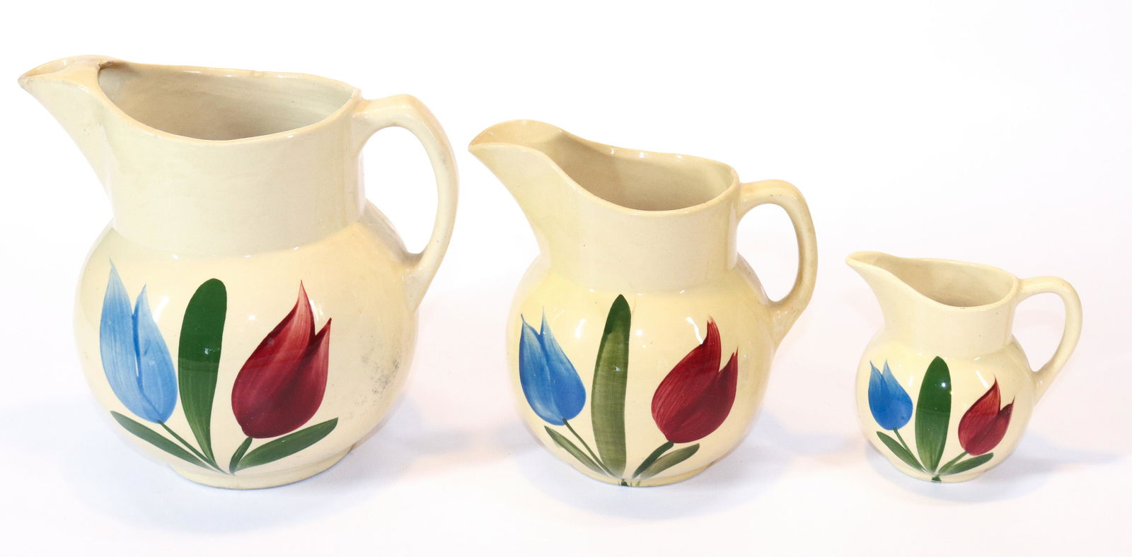 (3) WATT WARE TULIP PITCHERS (1 of 4)