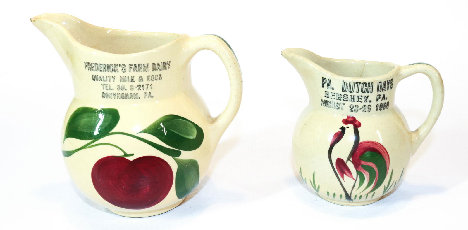 (2) WATT WARE ADVERTISING PITCHERS (1 of 7)