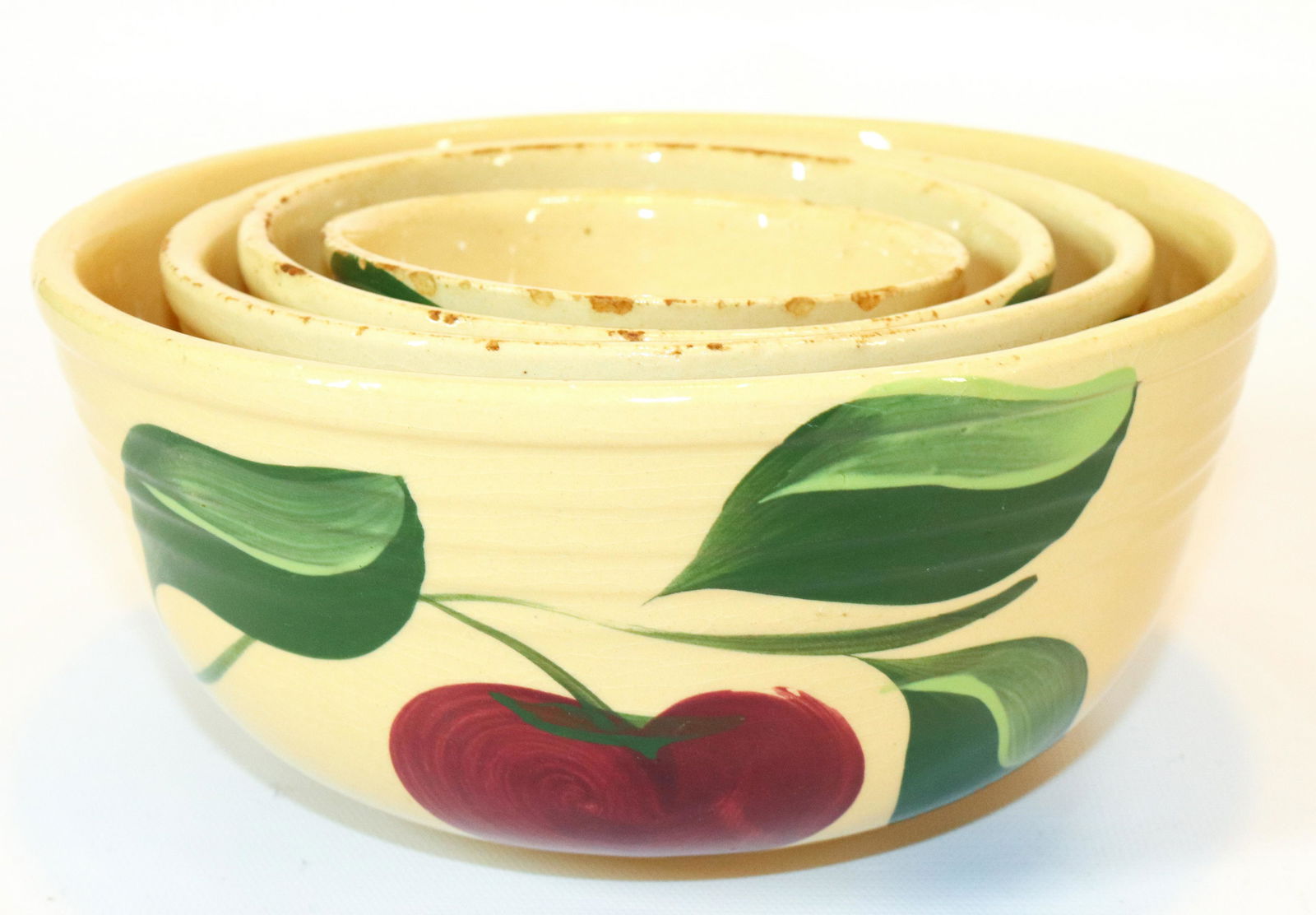 (4) WATT WARE POTTERY MIXING BOWLS (1 of 4)