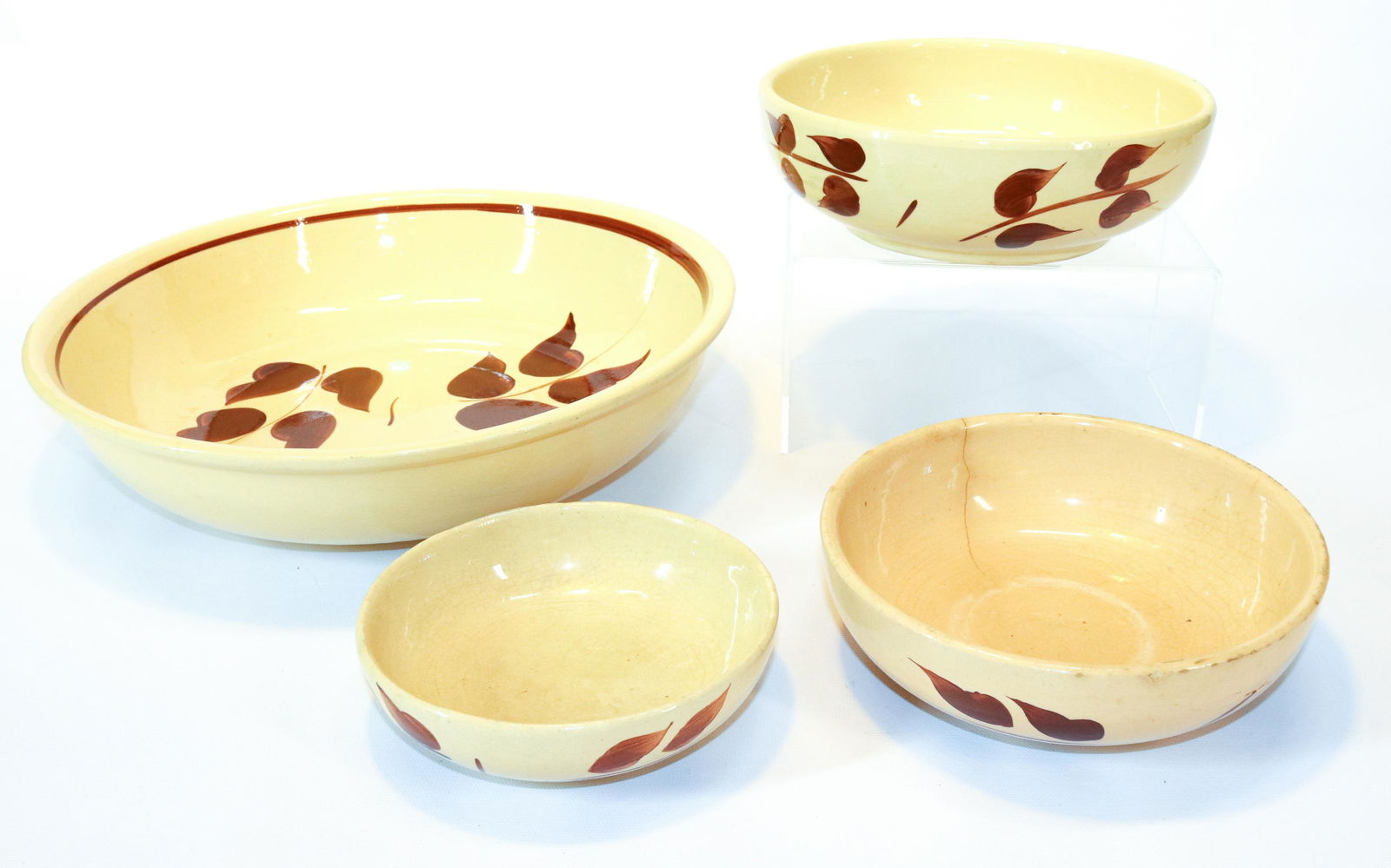 (4) WATT WARE POTTERY AUTUMN FOLIAGE BOWLS (1 of 7)