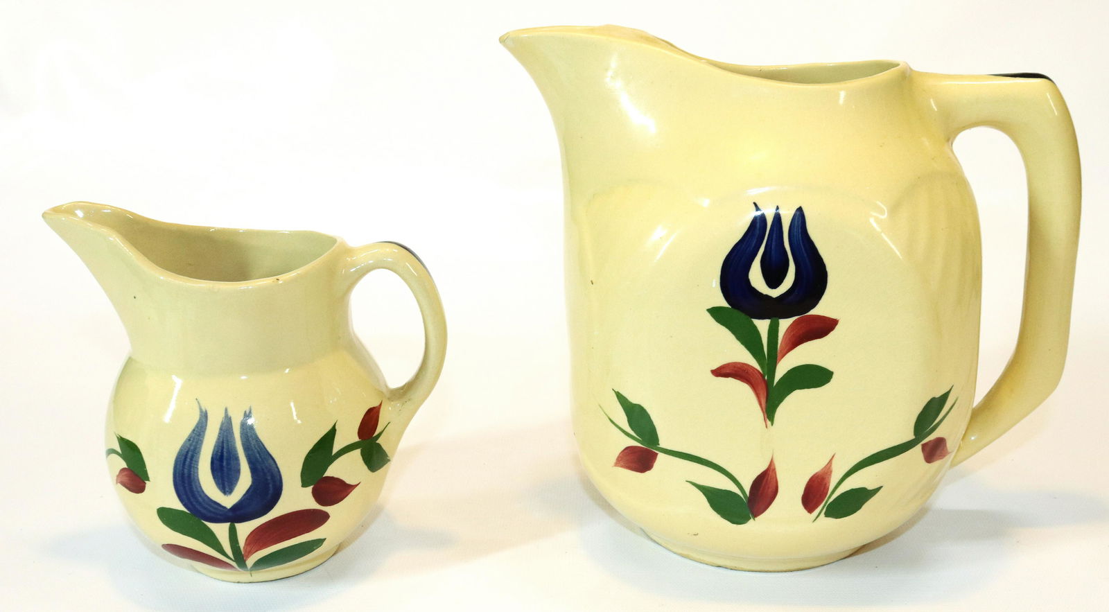 (2) WATT WARE POTTERY DUTCH TULIP PITCHERS (1 of 5)