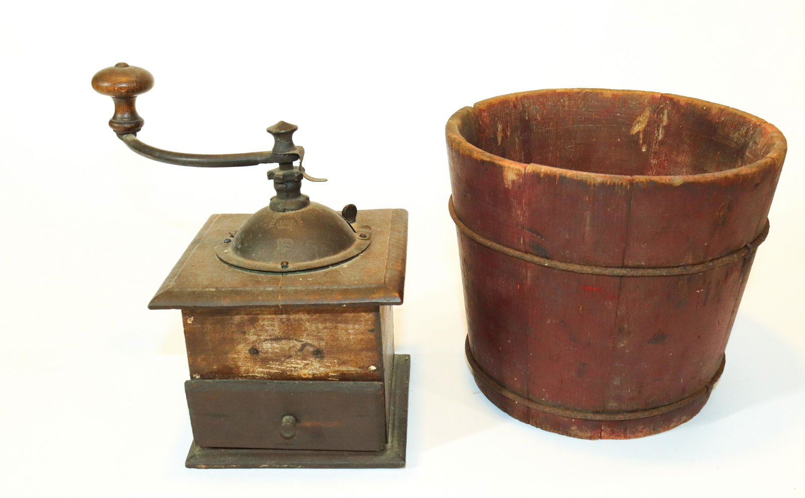 COFFEE GRINDER AND PAINTED BUCKET (1 of 4)