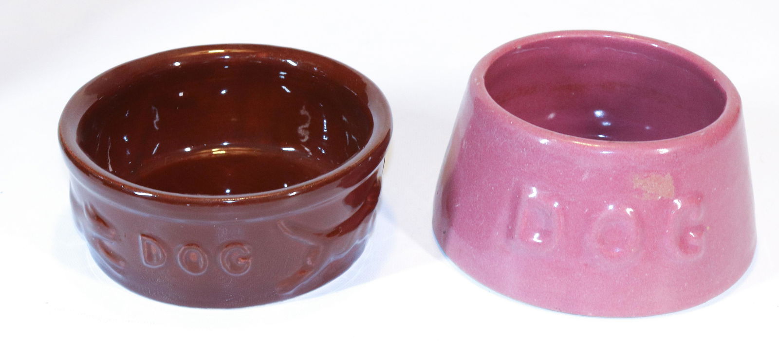 (2) WATT WARE POTTERY DOG DISHES (1 of 2)