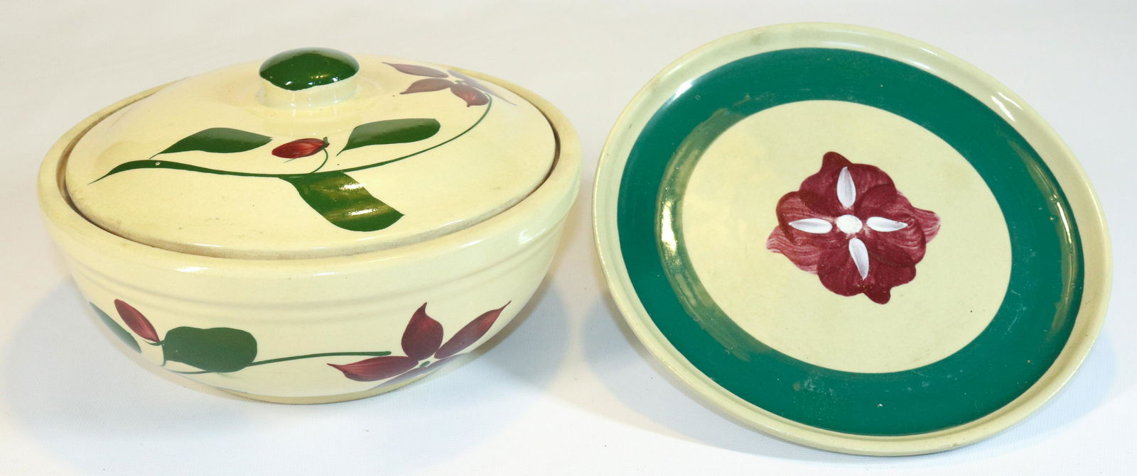 WATT WARE STAR FLOWER BAKER AND PANSY PLATE (1 of 3)