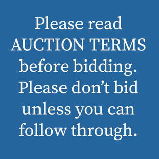 TERMS AND CONDITIONS: PLEASE READ BEFORE BIDDING. Pick-up for this Auction will be Wednesday August 3rd and Thursday August 4th from 9:00am till 3:30pm and Friday August 5th from 9:00am till 1:00pm - Shipping will be done