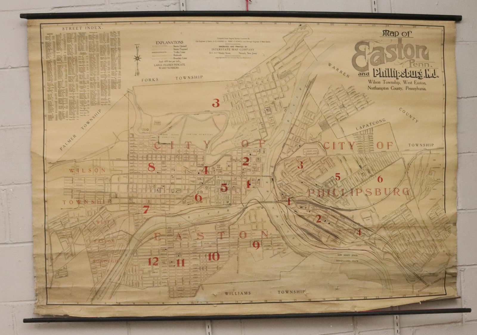 MAP OF EASTON, PA AND PHILLIPSBURG, NJ, 1913 (1 of 4)