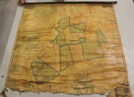 MAP OF NORTHAMPTON COUNTY, PA 1860: LINEN BACKED MAP. SMITH, GALLUP & CO. PUBLISHERS, PHILADELPHIA, 1860. MEASURES 56" X 57" Terms & Conditions: Pick-up for this Auction will be Wednesday August 3rd and Thursday August 4th from 9:00am t