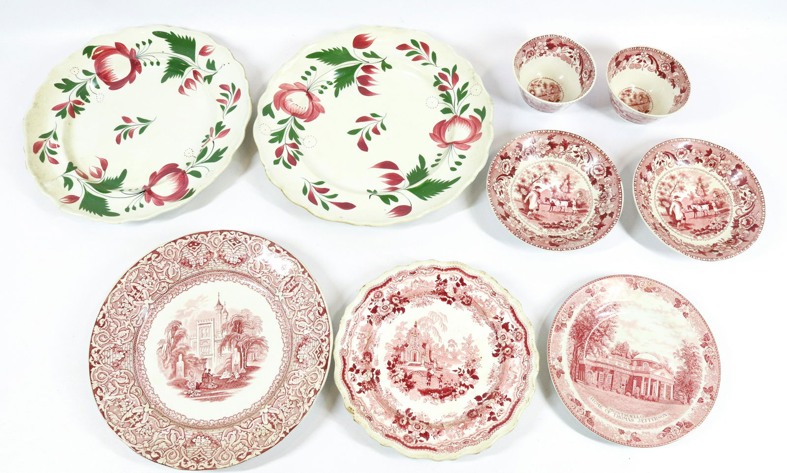 LOT OF ANTIQUE RED PLATES (1 of 8)