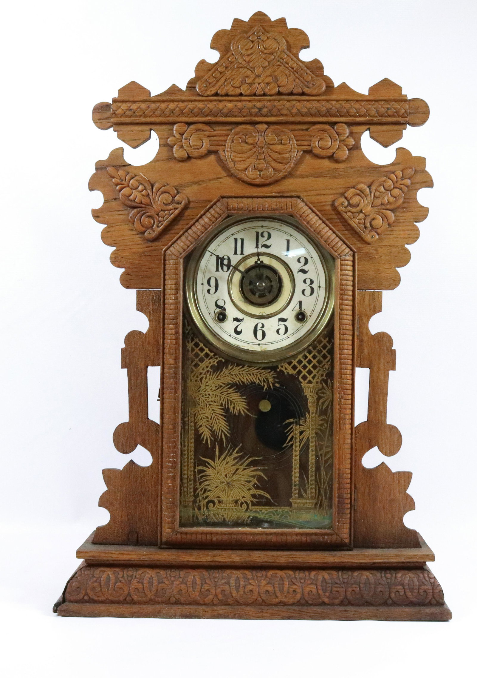 OAK GINGERBREAD MANTLE CLOCK (1 of 3)