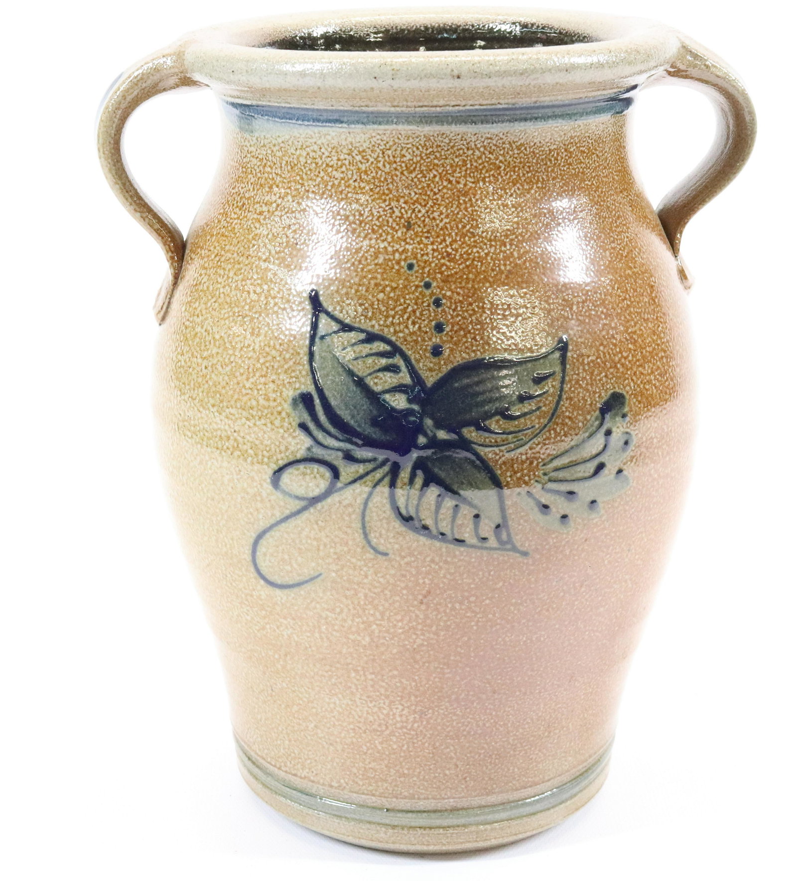 ROWE POTTERY BLUE DECORATED CROCK (1 of 5)