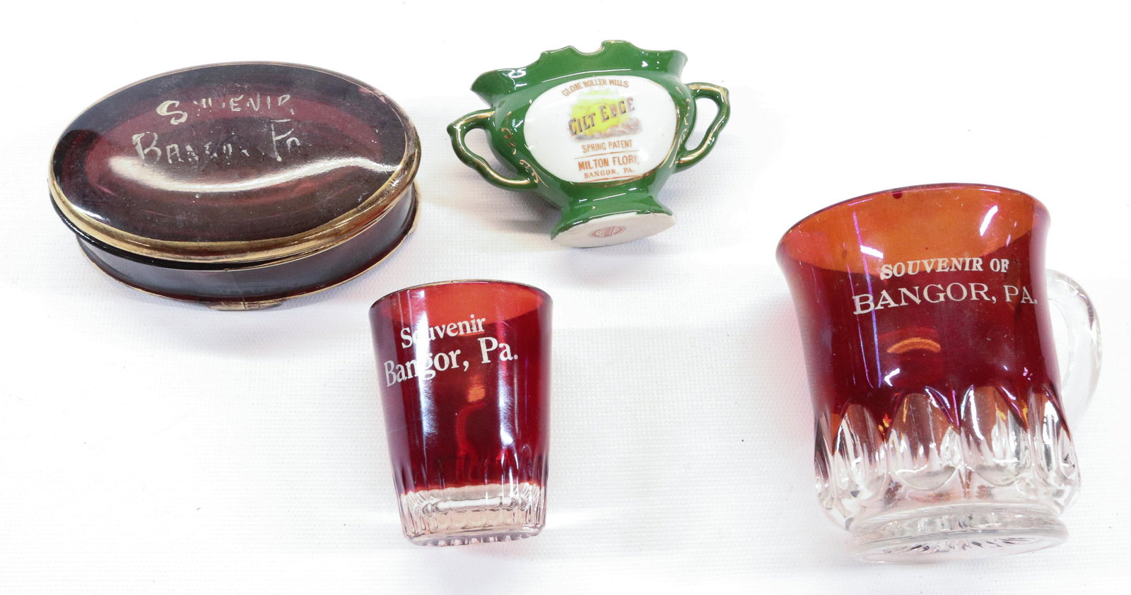 LOT OF BANGOR, PA SOUVENIR GLASS (1 of 3)