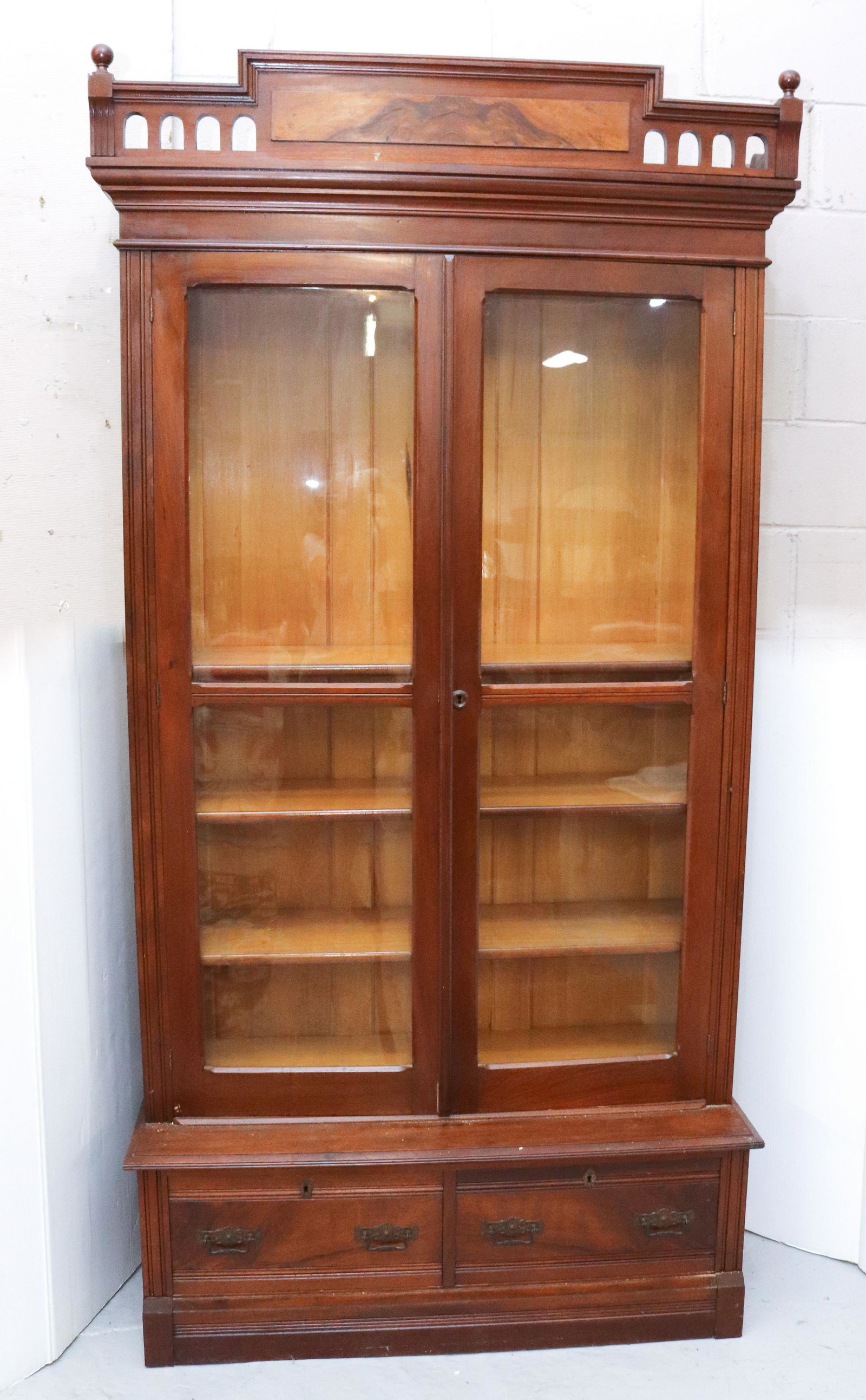 VICTORIAN GLASS FRONT BOOKCASE (1 of 3)