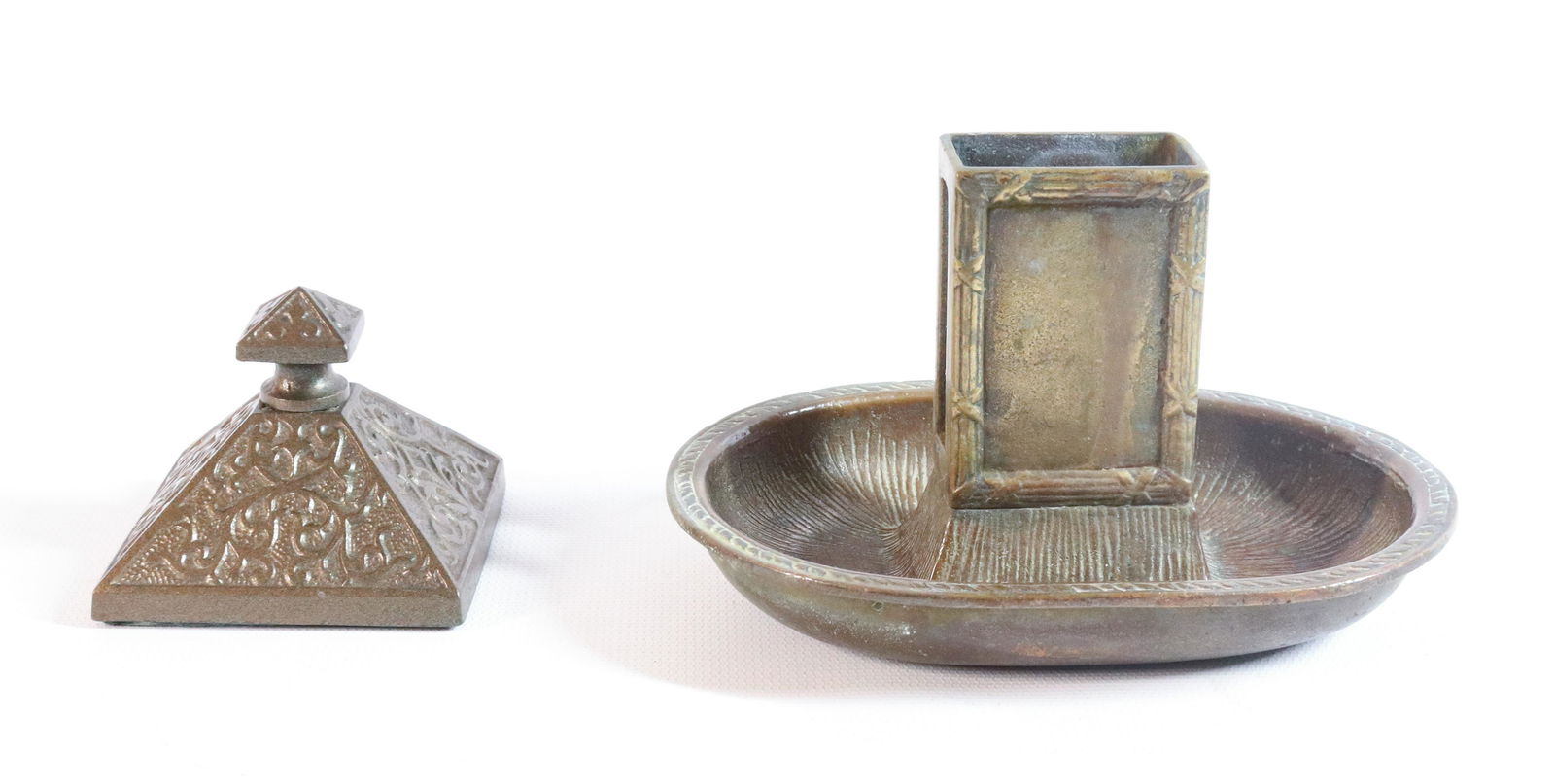 BRONZE MATCH HOLDER AND IRON PAPERWEIGHT (1 of 4)