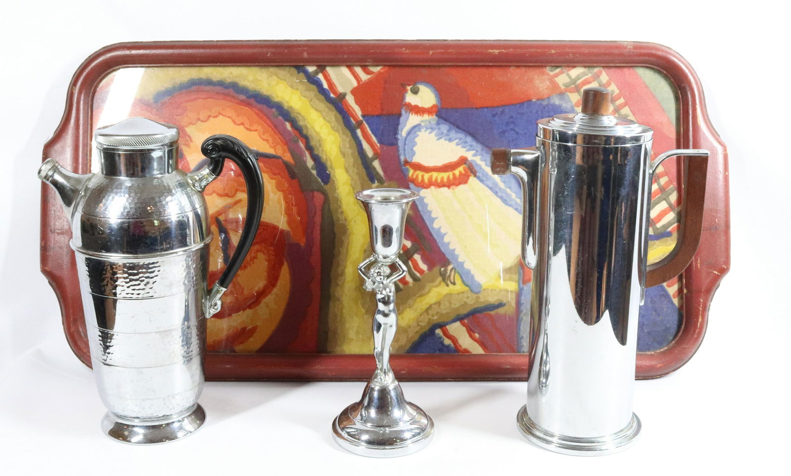 ART DECO ERA COCKTAIL SHAKERS WITH TRAY. (1 of 6)