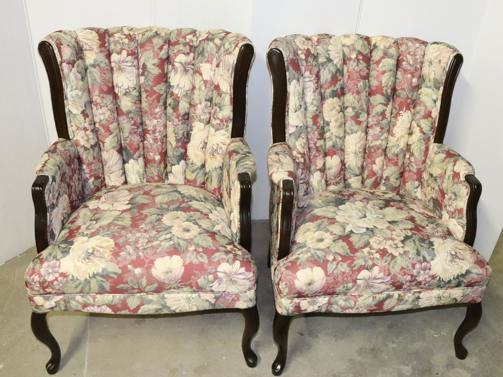 PAIR OF UPHOLSTERED WINGBACK CHAIRS (1 of 2)