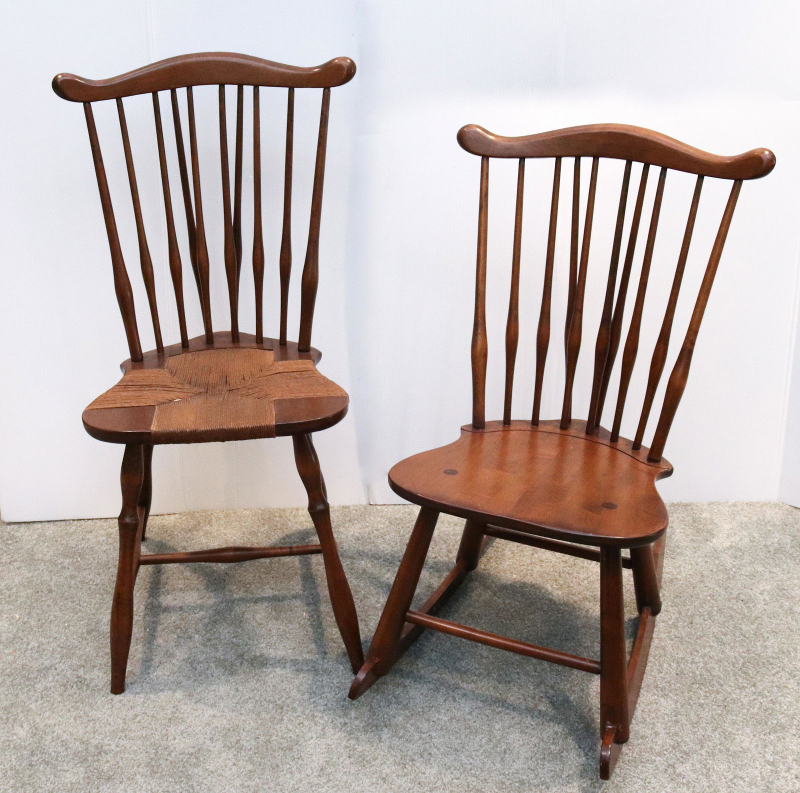 WINDSOR-STYLE ROCKING CHAIR AND SIDE CHAIR (1 of 2)