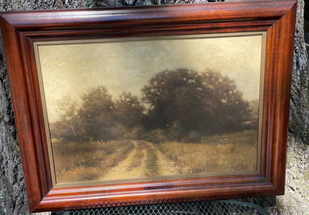 JOHN WILLARD RAUGHT OIL PAINTING: JOHN RAUGHT 1857-1931 PA. 7 NY ARTIS, OIL ON CANVAS, LANDSCAPE TERMS: THIS IS AN ON-SITE ONLINE ONLY AUCTION. THE SALE ADDRESS IS 718 STOKES MILL RD. EAST STROUDSBURG, PA 18302. THIS IS THE ESTATE OF