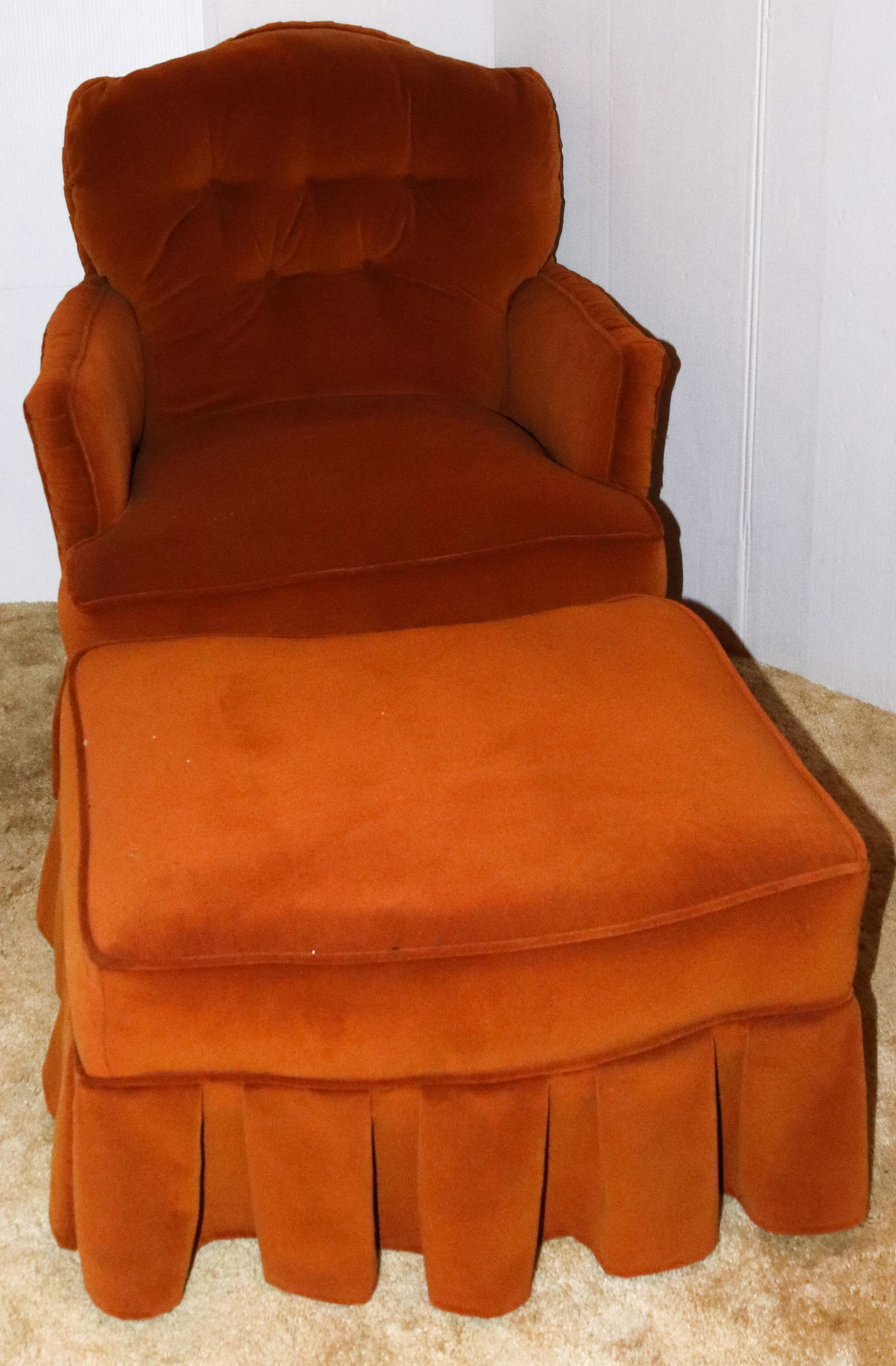 VELOUR CHAIR WITH OTTOMAN (1 of 2)