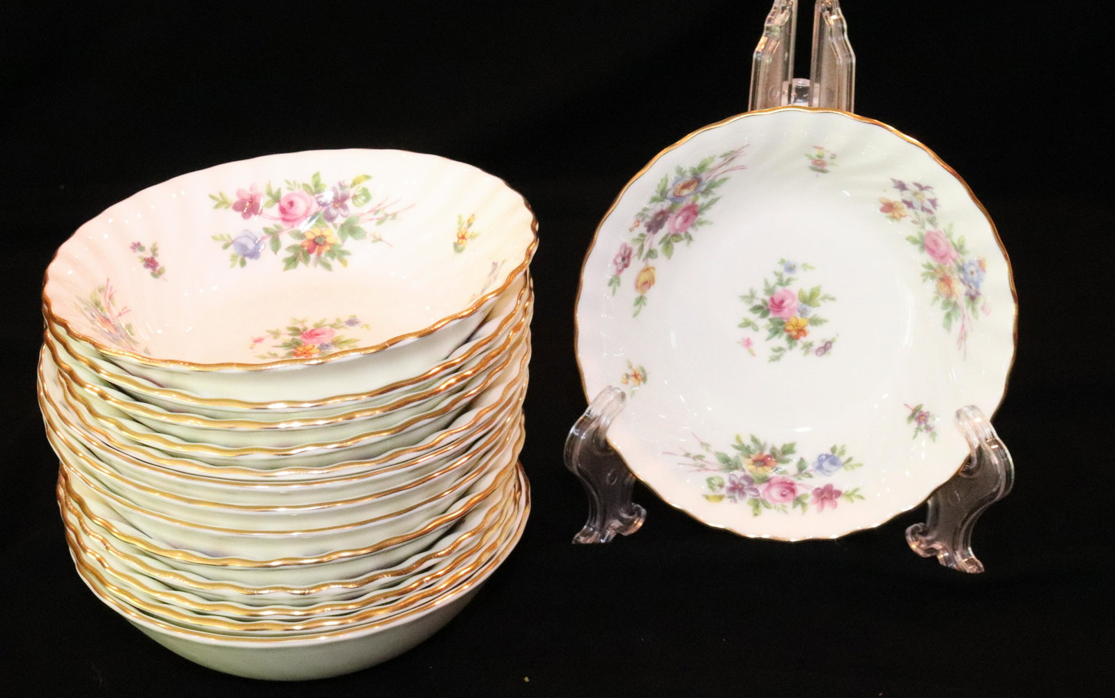 MINTON CHINA: 14 DESSERT BOWLS TERMS: THIS IS AN ON-SITE ONLINE ONLY AUCTION. THE SALE ADDRESS IS 718 STOKES MILL RD. EAST STROUDSBURG, PA 18302. THIS IS THE ESTATE OF CANDACE BRIGGS. THERE WILL BE 2 PARTS TO THIS 