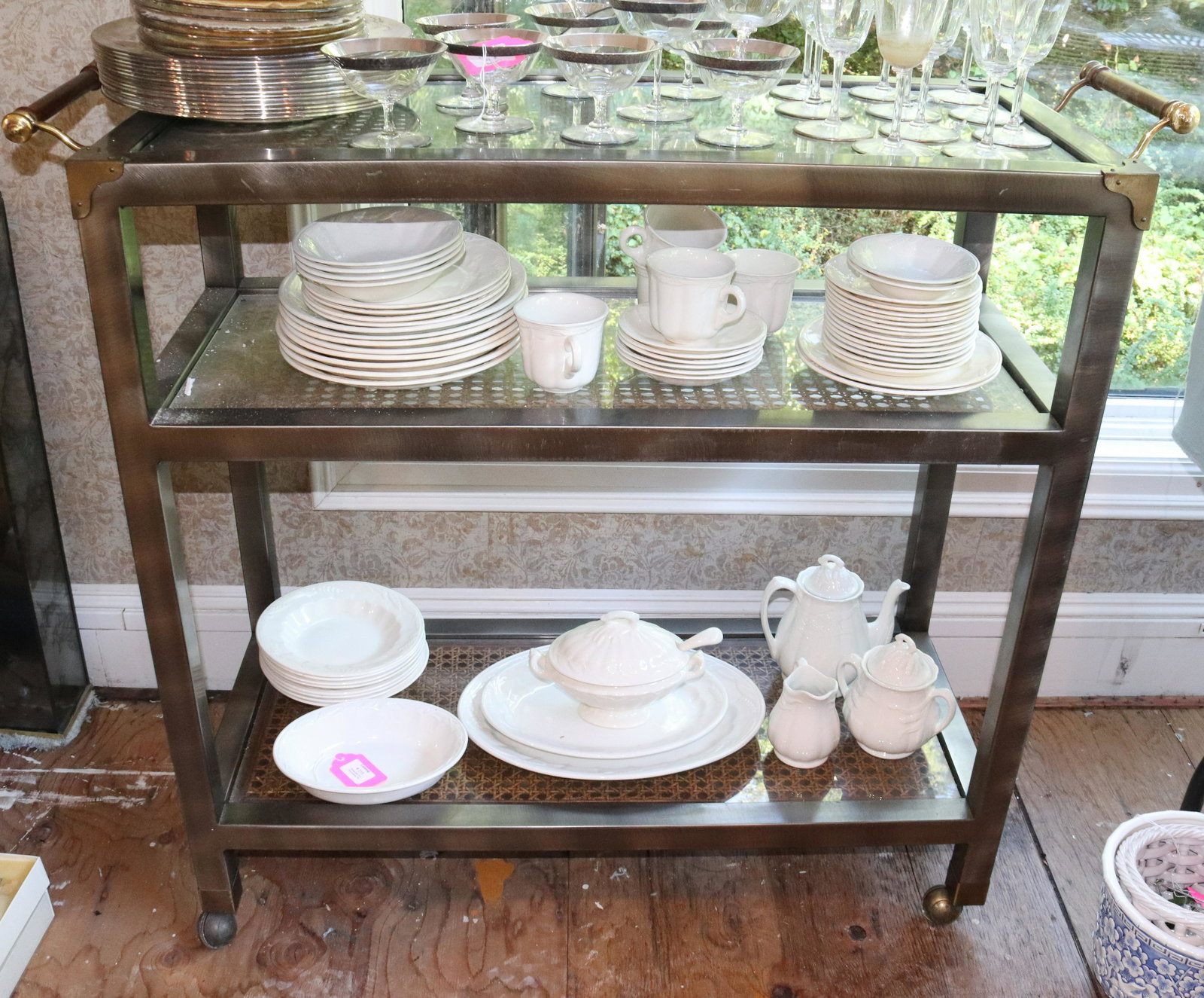 BRUSH METAL SERVING CART (1 of 3)