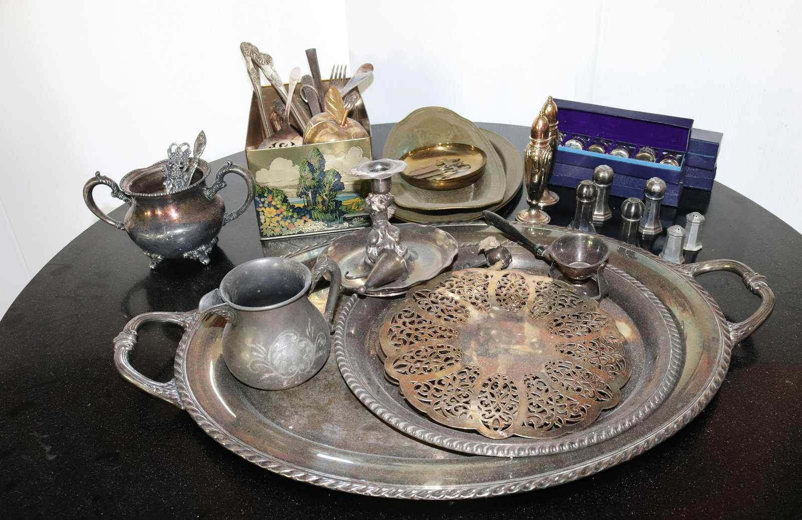 SILVER PLATE AND BRASS LOT (1 of 4)