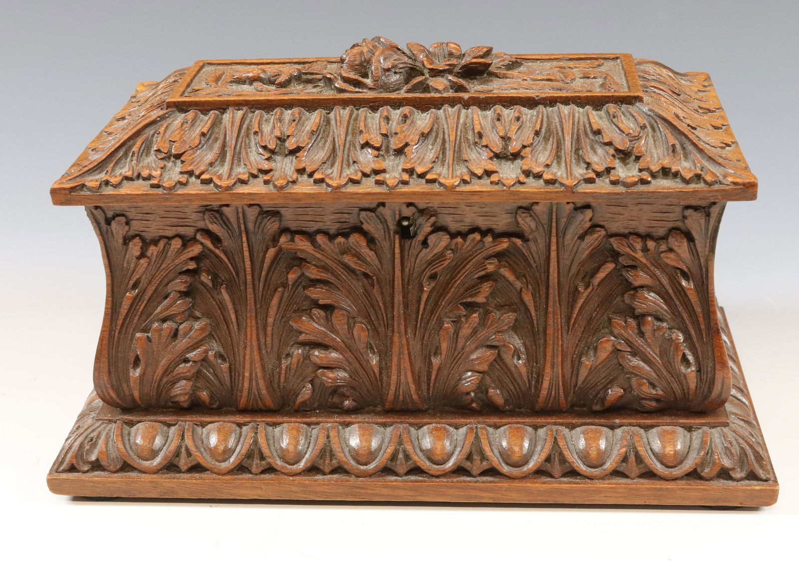 FRENCH CARVED OAK BOX (1 of 5)