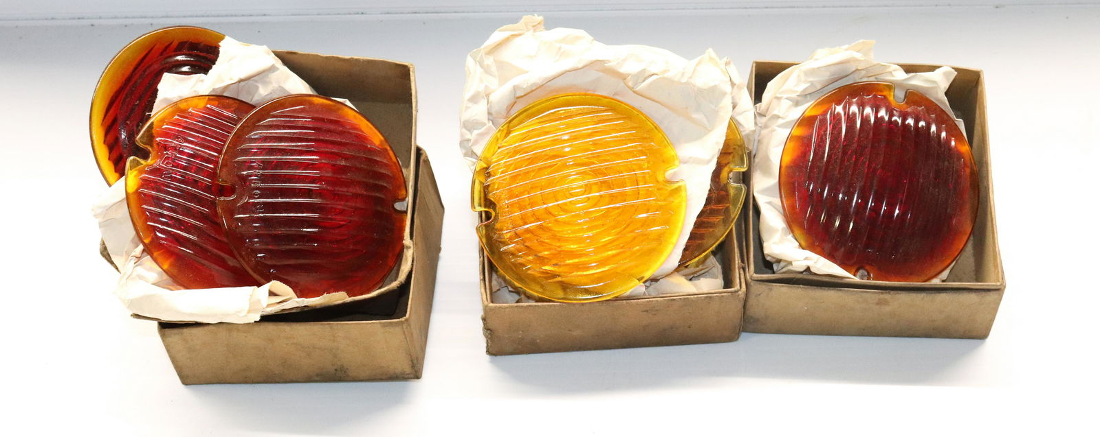 CAR PARTS: MODEL A GLASS LENSES, NEW OLD STOCK PLEASE READ CAREFULLY BEFORE BIDDING. THIS SALE IS ONLINE ONLY AND PICK-UP ONLY. IF YOU CANNOT PICK THE ITEMS UP YOU PURCHASED PLEASE DO NOT BID. THERE ARE SOME ITE