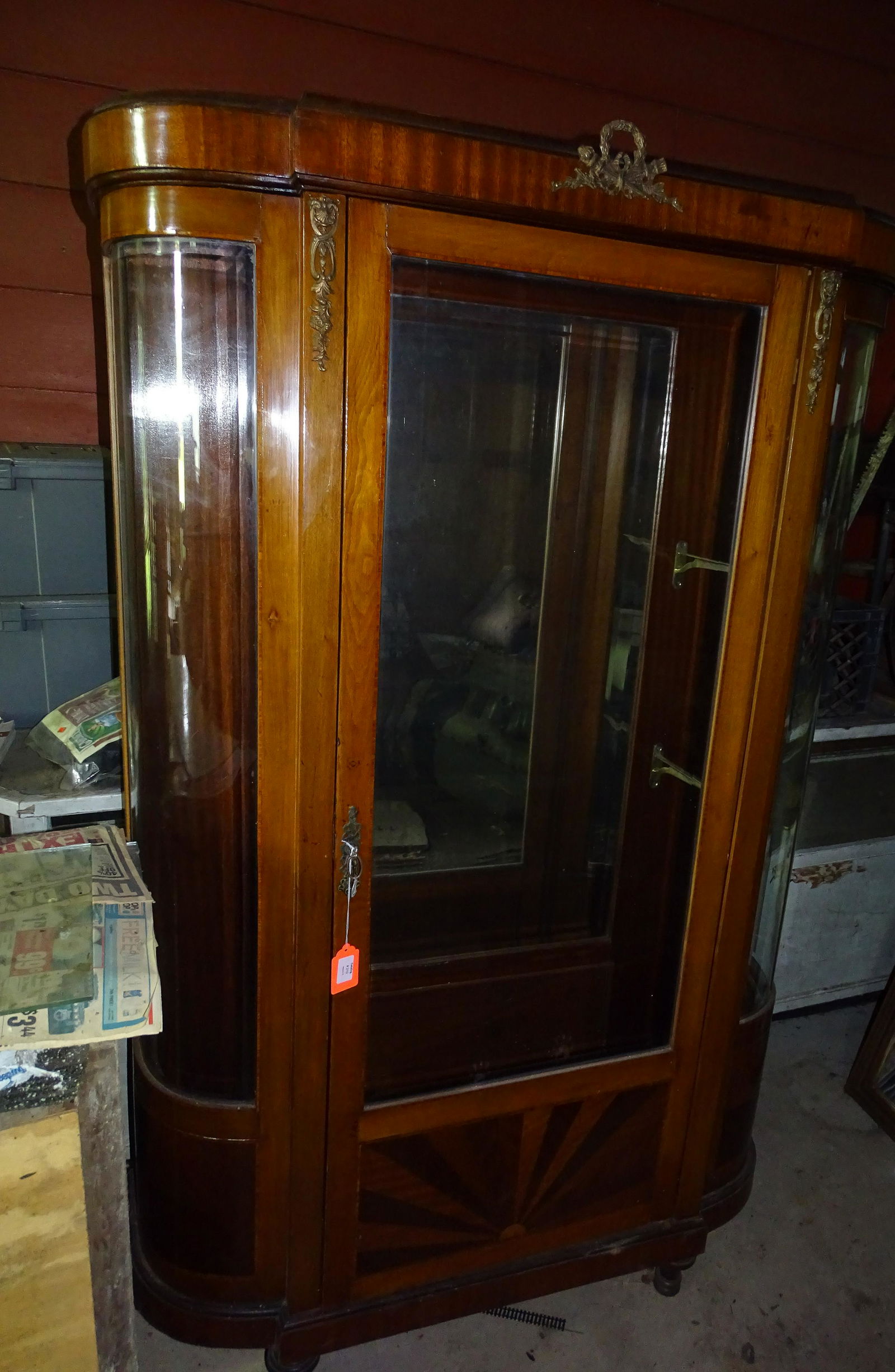 MAHOGANY BOW FRONT CHINA CLOSET (1 of 4)