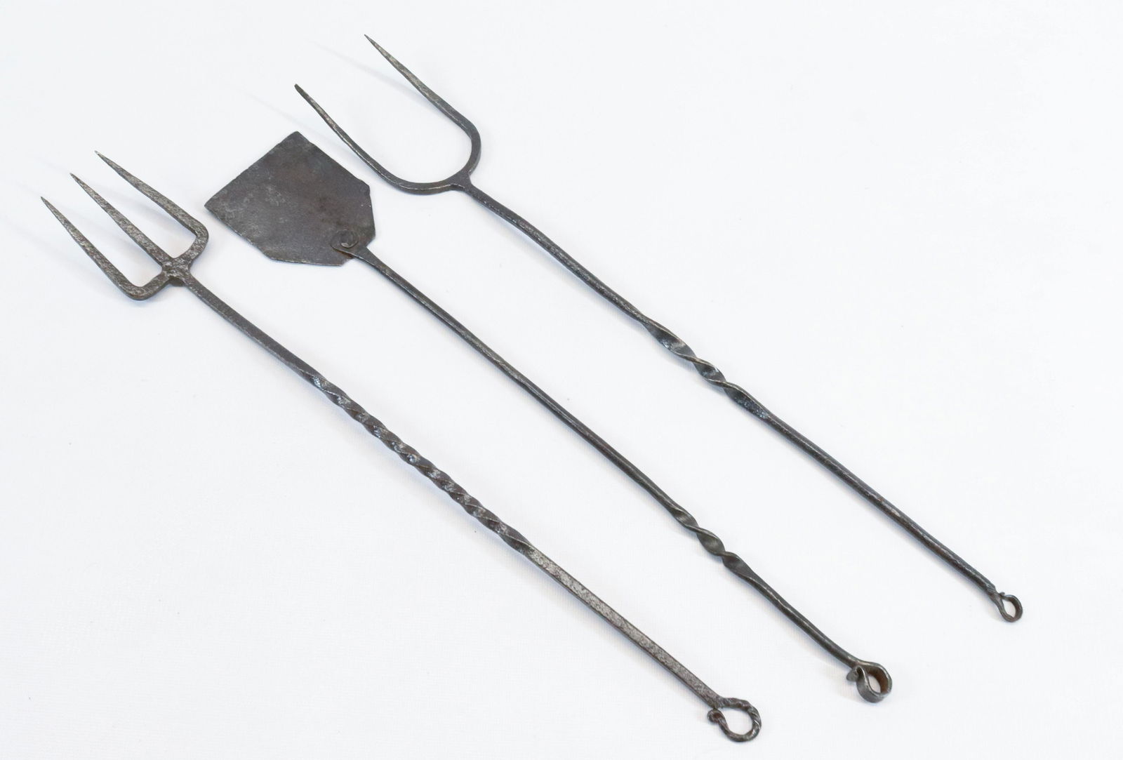 (3) HANDWROUGHT FORKS AND SPATULA (1 of 2)