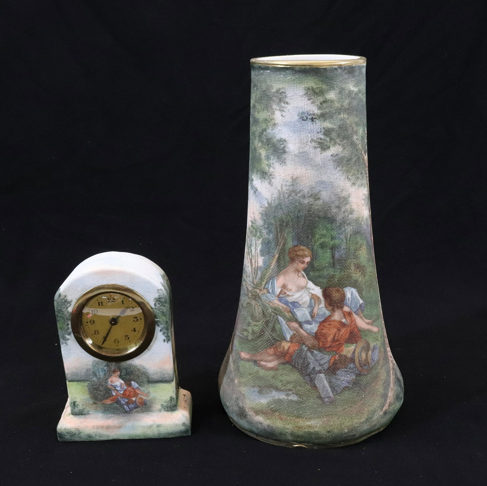 LARGE PORCELAIN TAPESTRY VASE AND CLOCK (1 of 3)