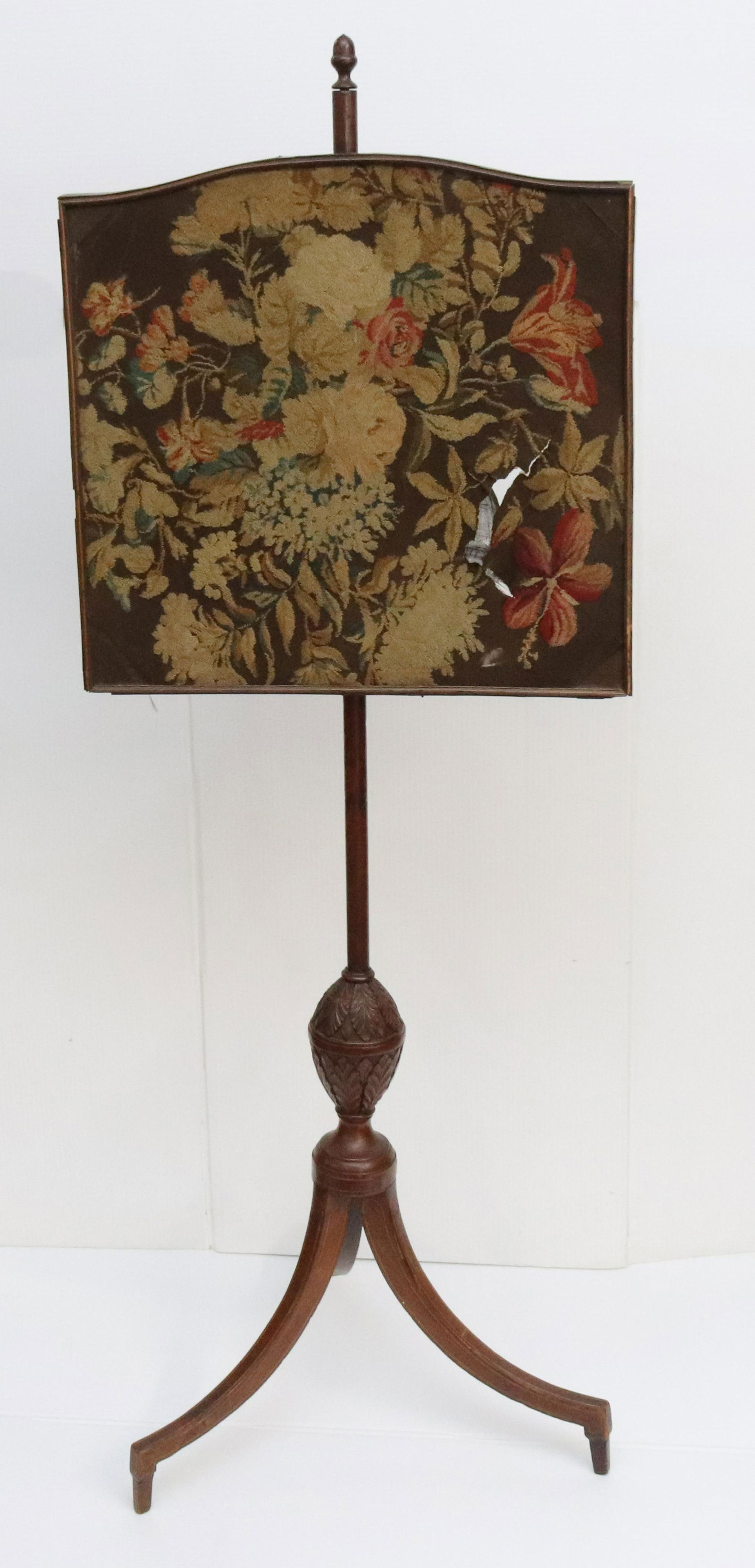 ANTIQUE CREWEL WORK FIRE SCREEN (1 of 2)