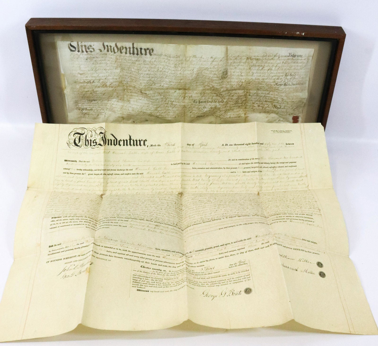FRAMED INDENTURE PARCHMENT 1749 (1 of 8)