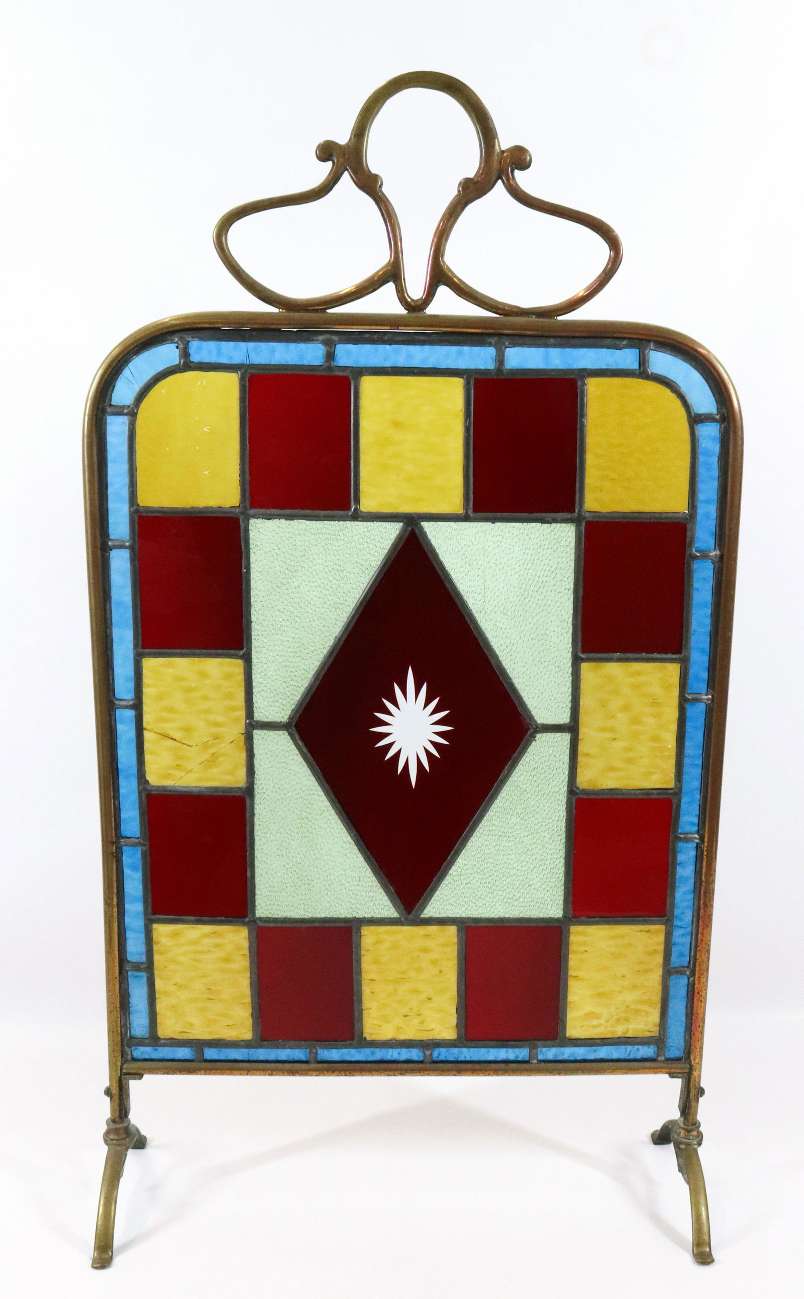 LEADED GLASS FIRE SCREEN (1 of 3)
