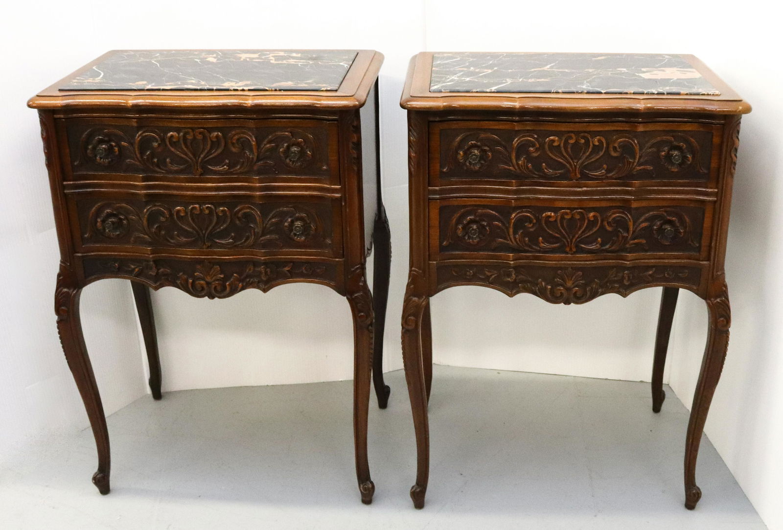 PAIR MARBLE TOP STANDS (1 of 5)