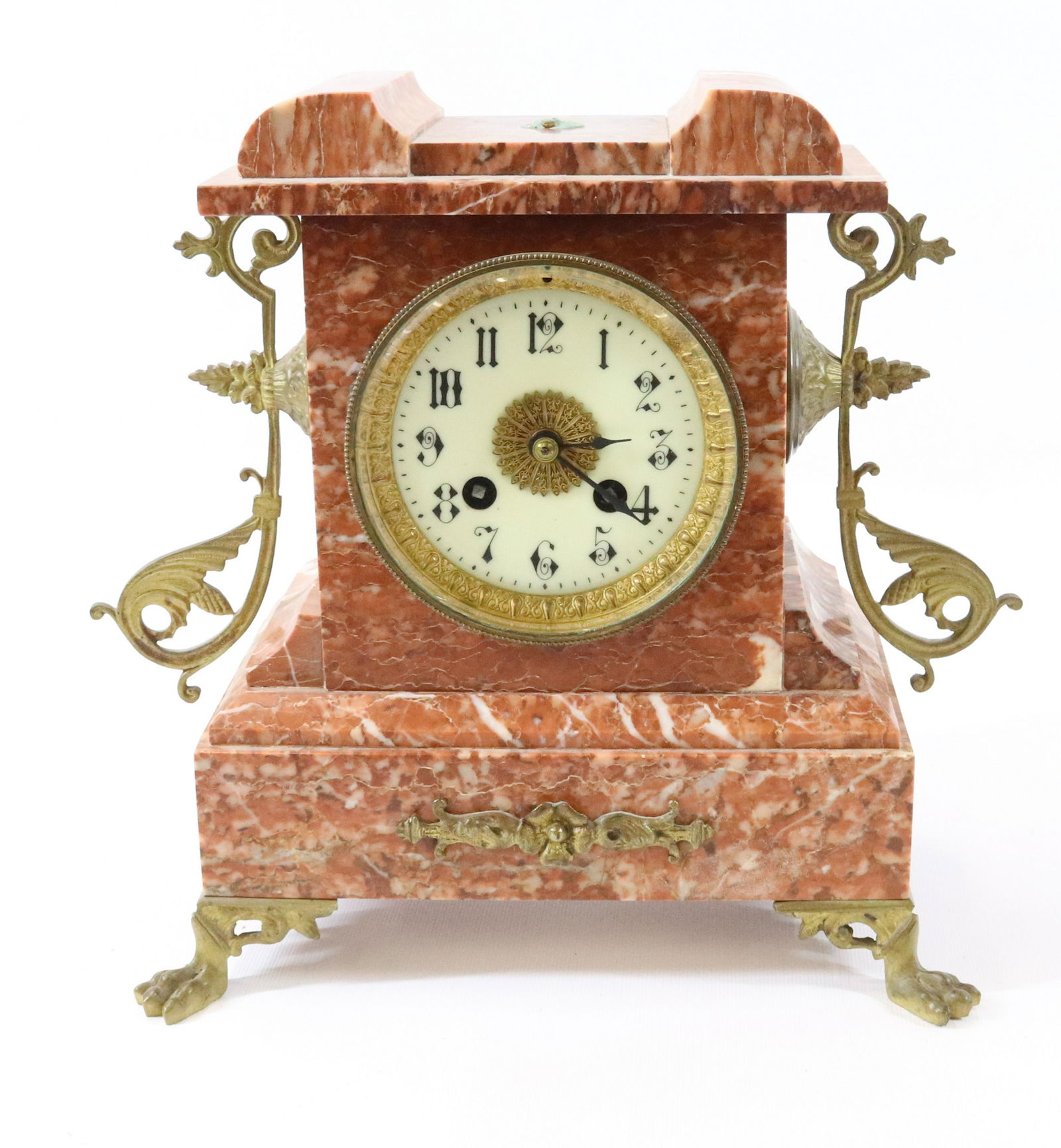 FRENCH RED MARBLE CLOCK (1 of 3)