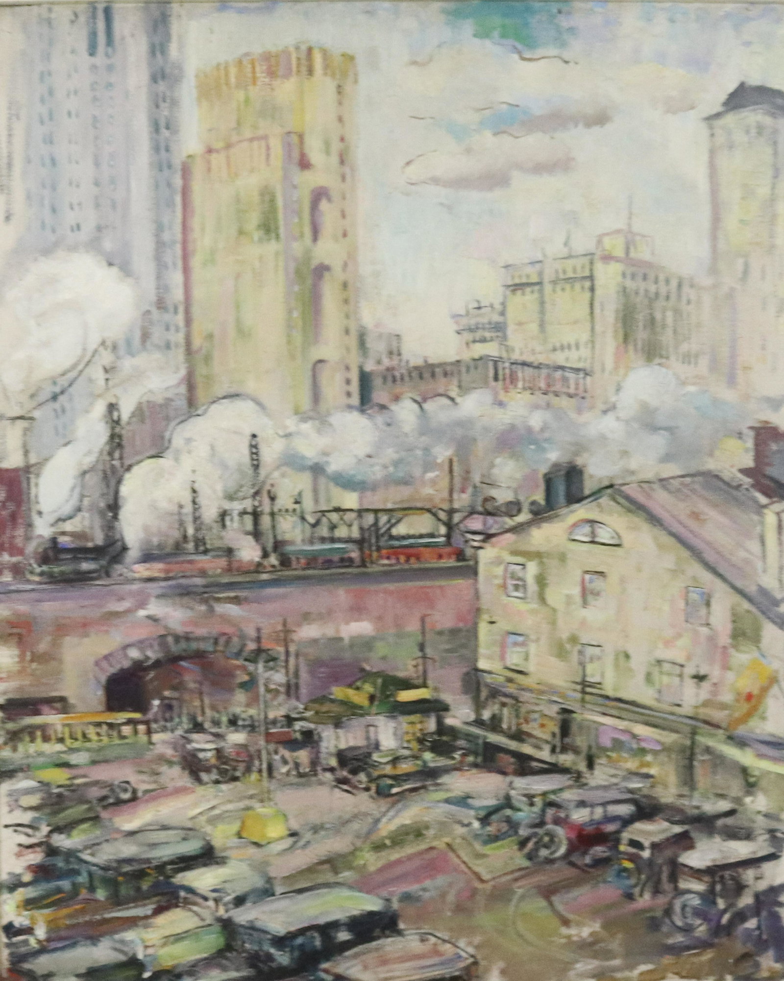 CITYSCAPE OIL ON CANVAS PAINTING (1 of 3)