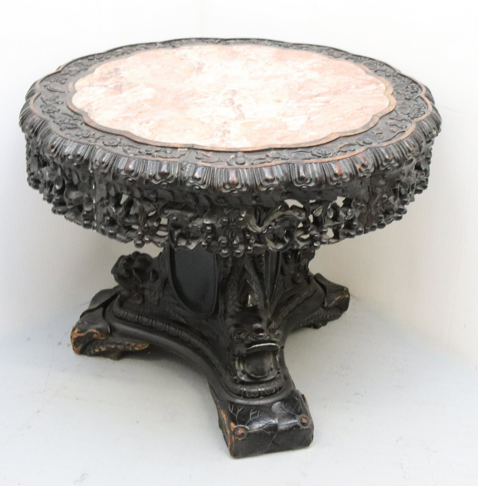 CHINESE TEAK AND MARBLE STAND (1 of 4)