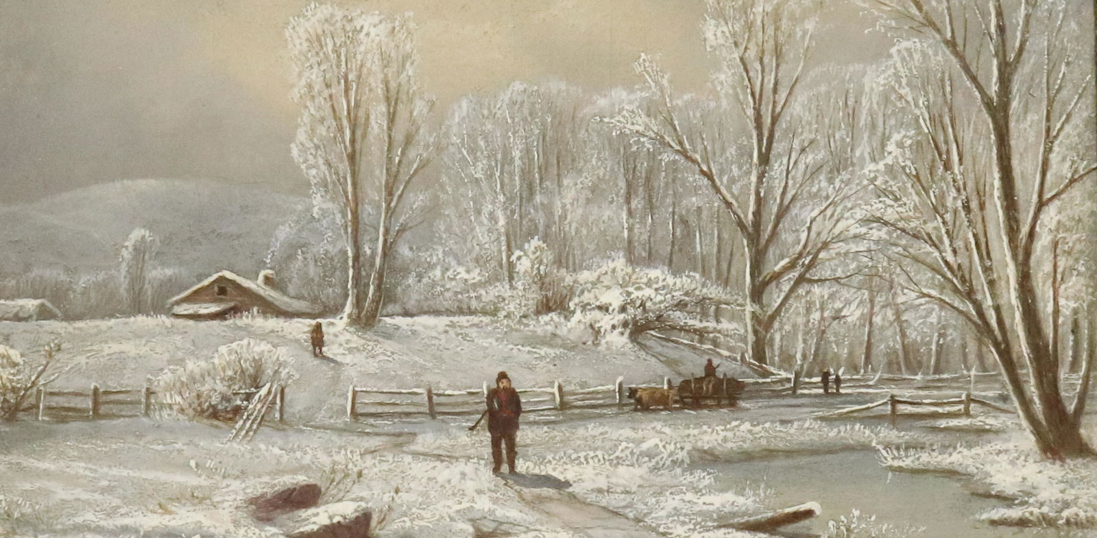 OIL ON CANVAS WINTER SCENE PAINTING (1 of 4)