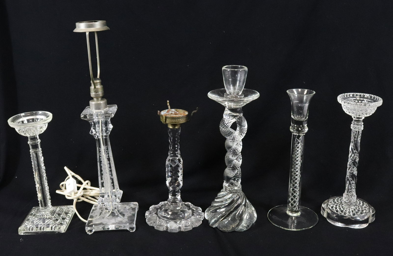 (6) GLASS CANDLESTICKS/LAMPS (1 of 3)