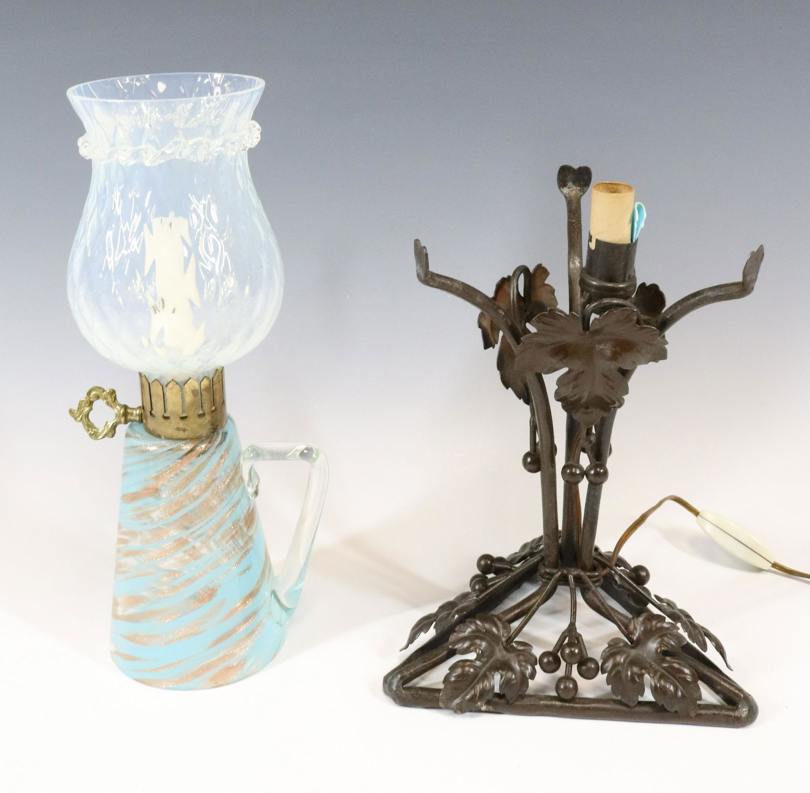 (2) IRON LAMP AND CANDLESTICK (1 of 3)