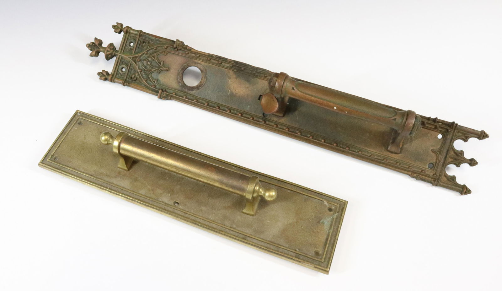 TWO BRONZE DOOR HANDLES (1 of 2)