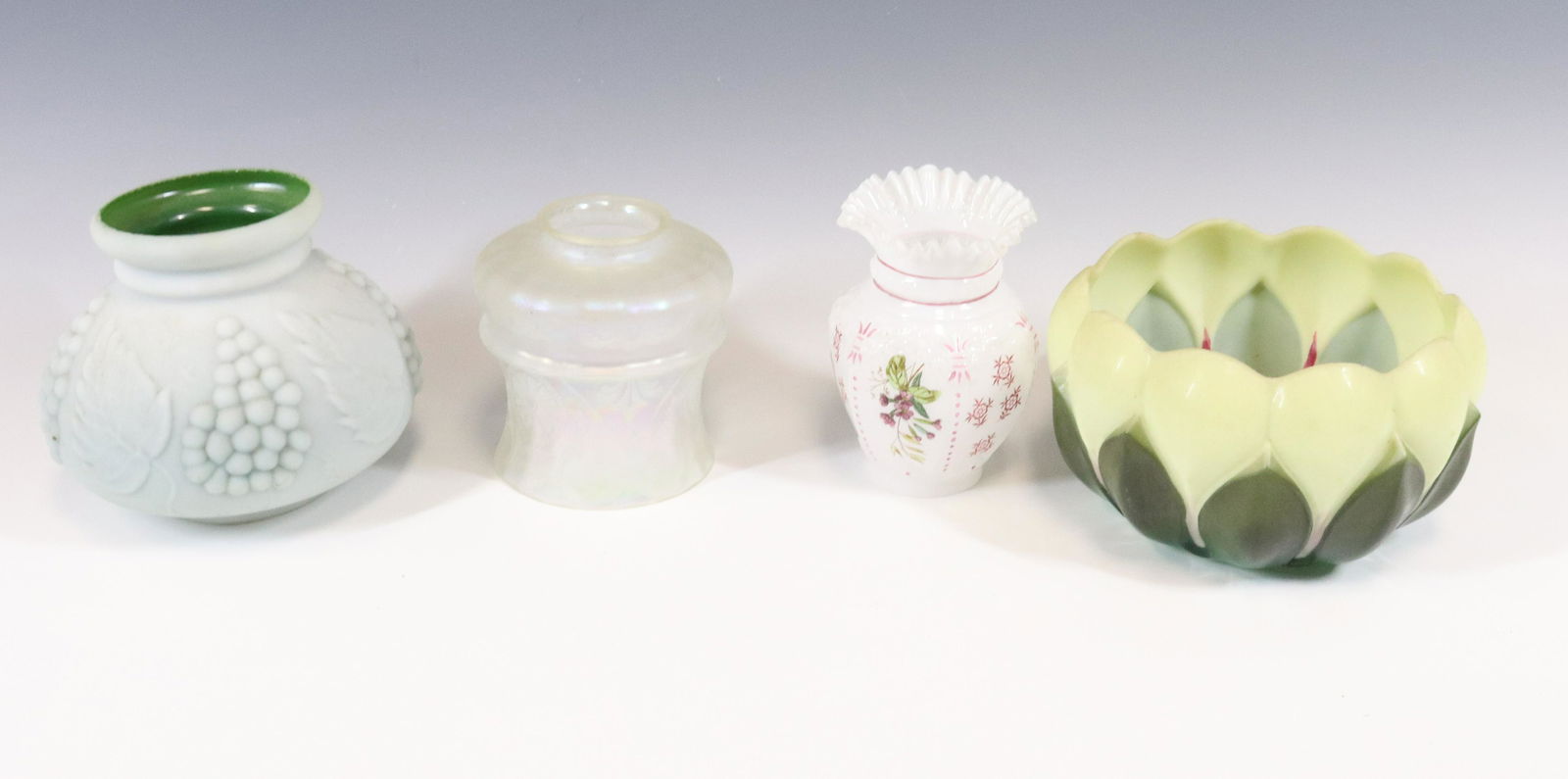 (4) DECORATED OIL LAMP SHADES (1 of 2)