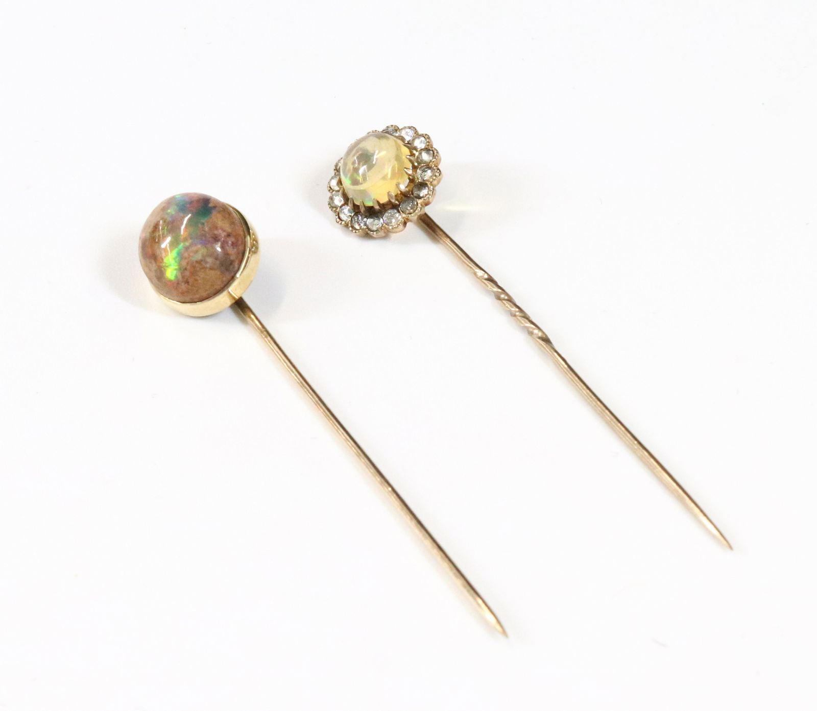 TWO VICTORIAN GOLD OPAL STICK PINS (1 of 1)
