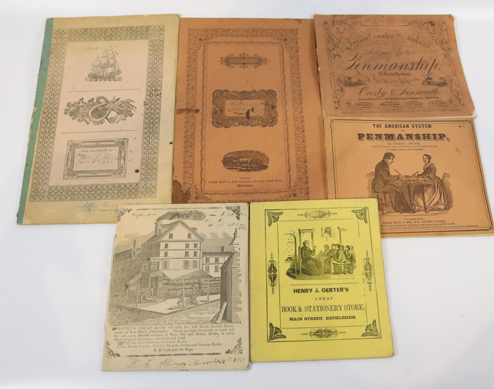 LOT OF 19TH C. PENMANSHIP BOOKS AND LEDGER (1 of 10)